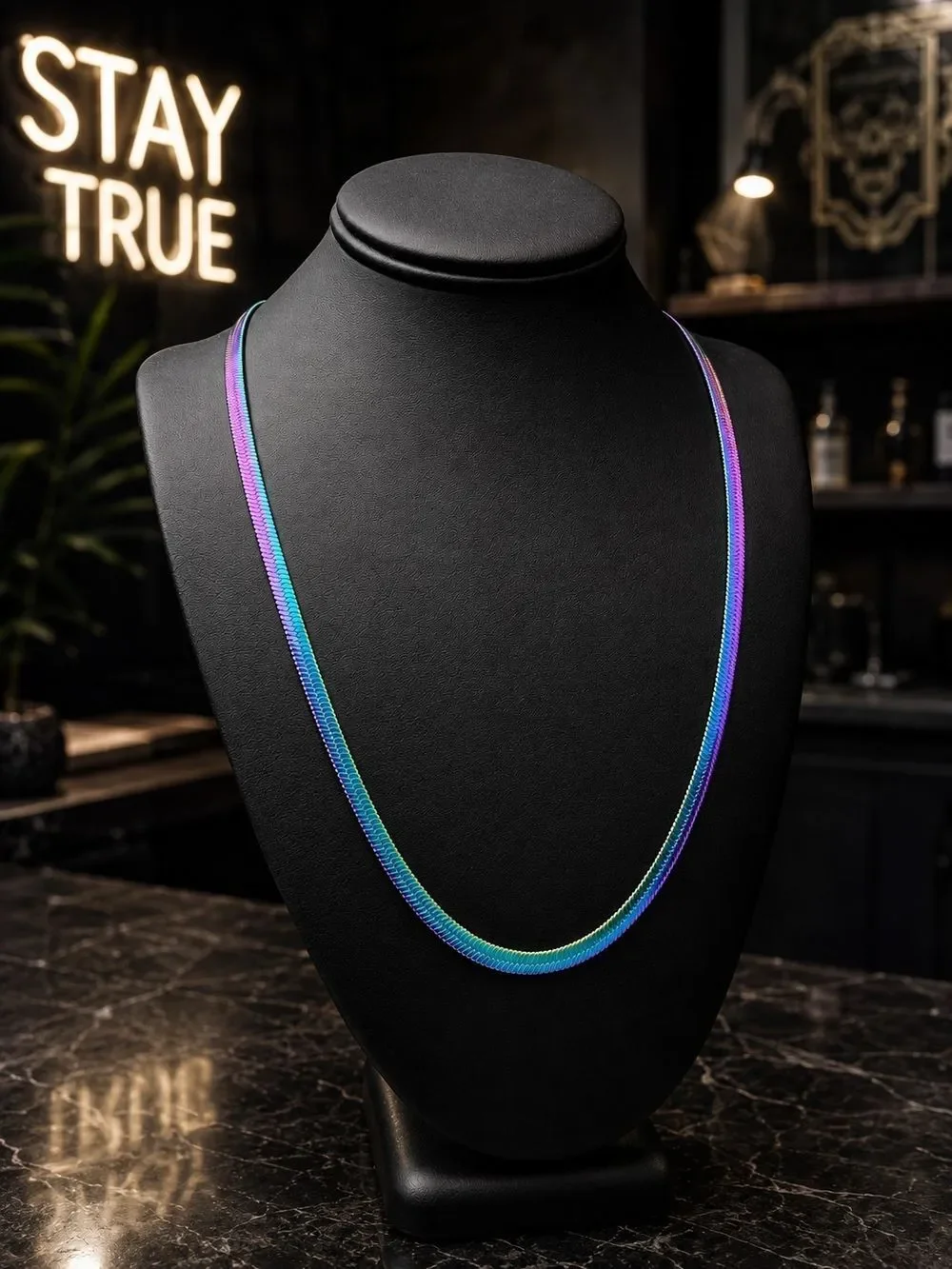 Iridescent Herringbone Necklace